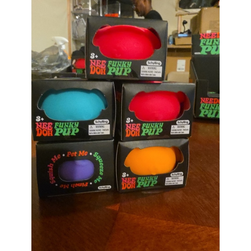 Nee Doh Funky Pup Lot Squeeze Ball Super Squish Set of 5 In Hand - Brand New!!